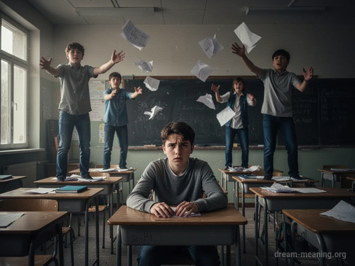 Students misbehaving in a classroom setting.