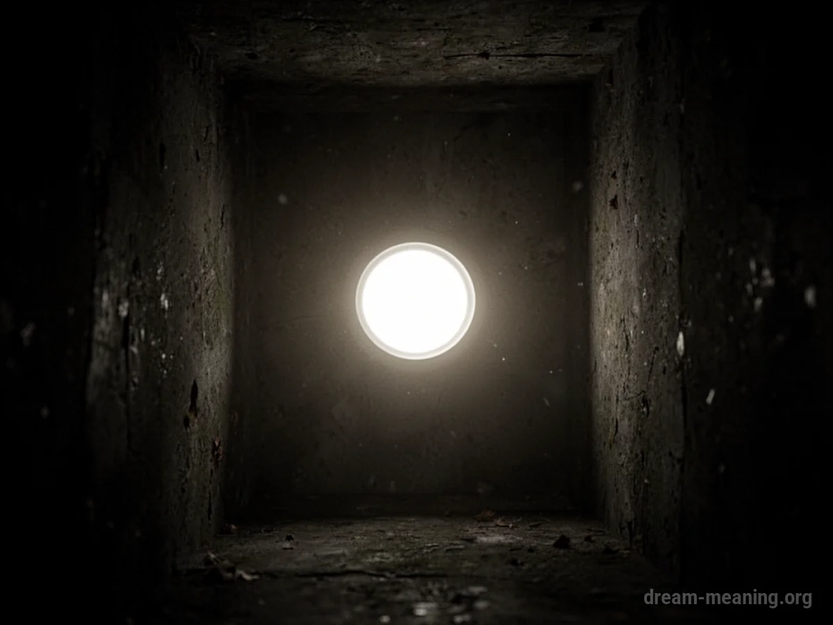 A bright light breaks through a dark, shadowy space.