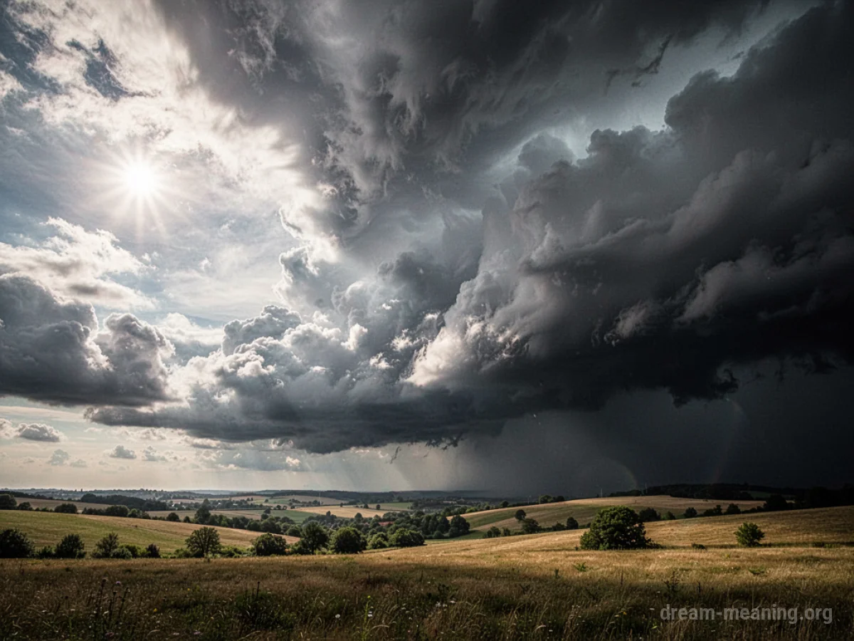 A sky transitioning rapidly from clear blue to dark, stormy clouds.