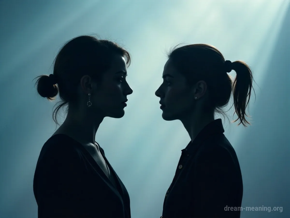 Two silhouetted figures facing each other with a subtle, luminous connection between them.