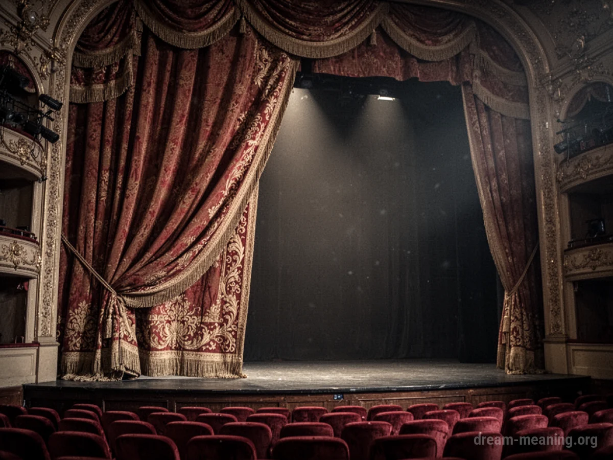 A plush, red theater curtain pulled to the side.
