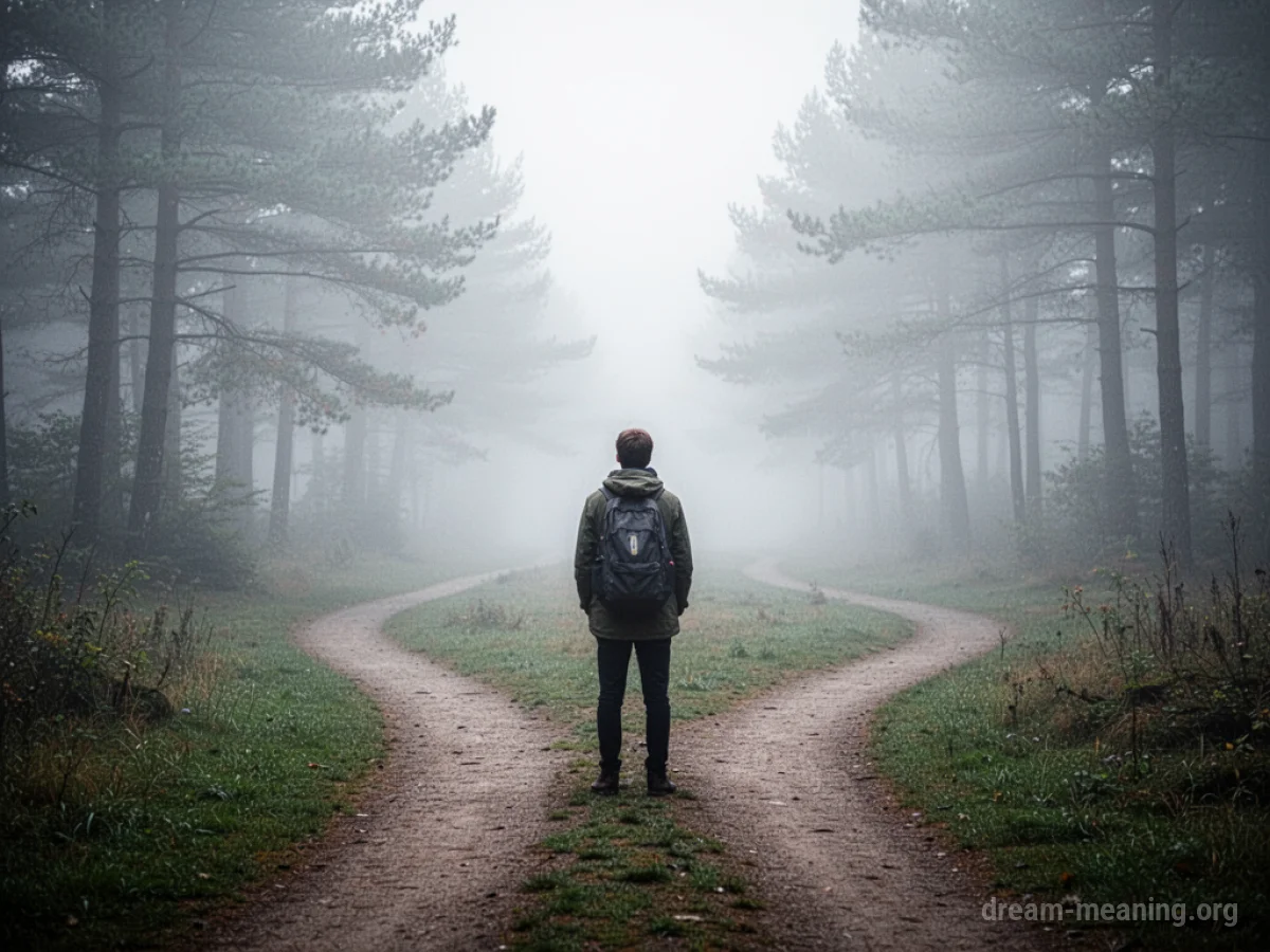 A person at a crossroads looking down two diverging paths.