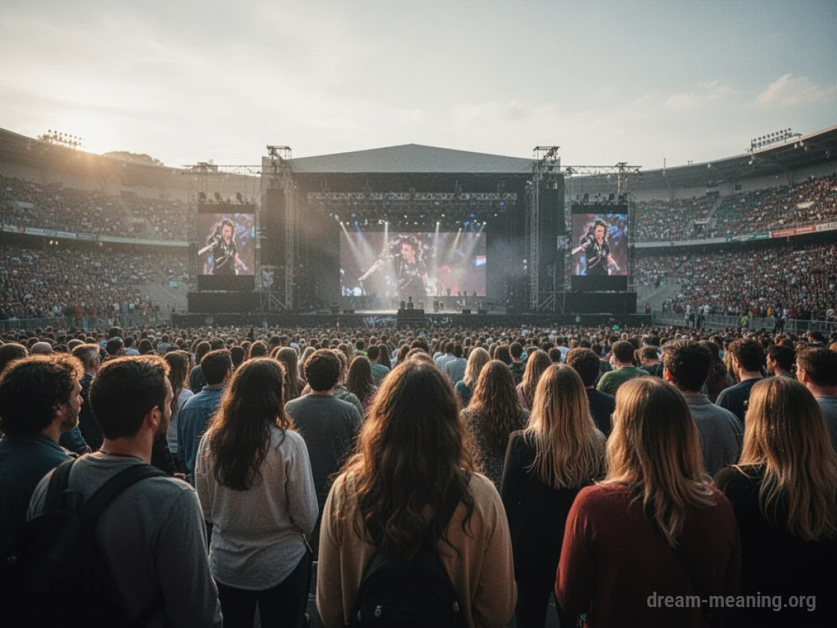 A crowd of people observing an event from a distance.
