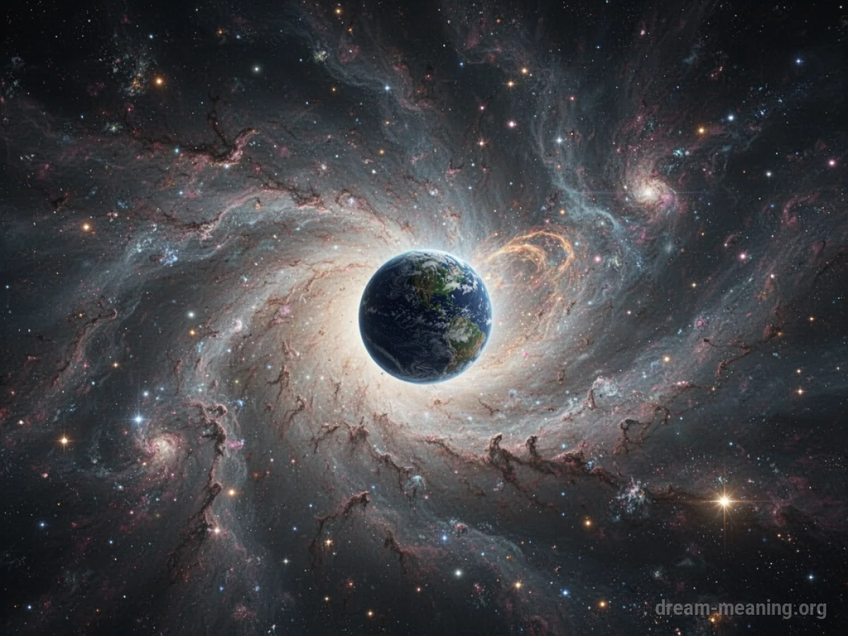 A swirling cosmic scene with a new planet coalescing from stardust.