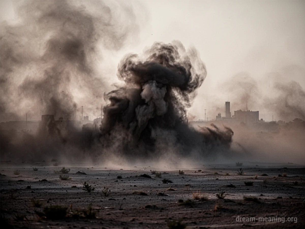 A dark, swirling dust storm covering the landscape.