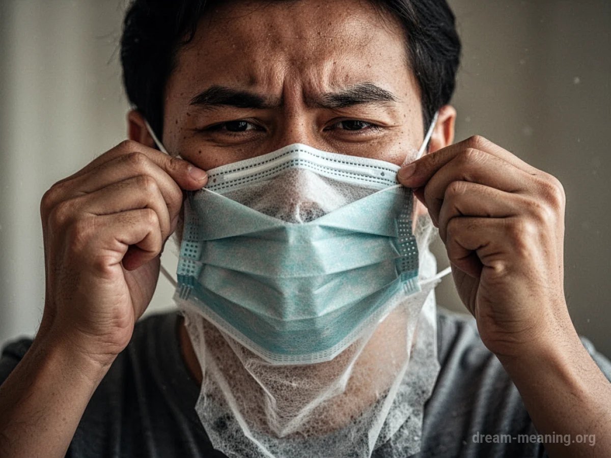 A person's hands attempting to remove a mask, but finding more layers.