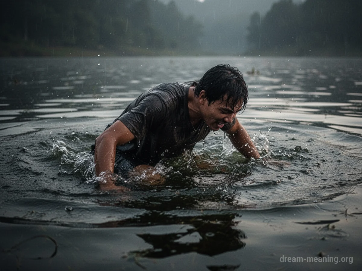 A person's arms reaching up from dark, muddy water.