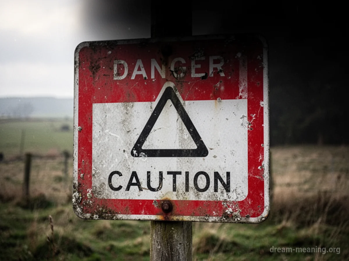 A danger sign with its upper part obscured by encroaching blackness.