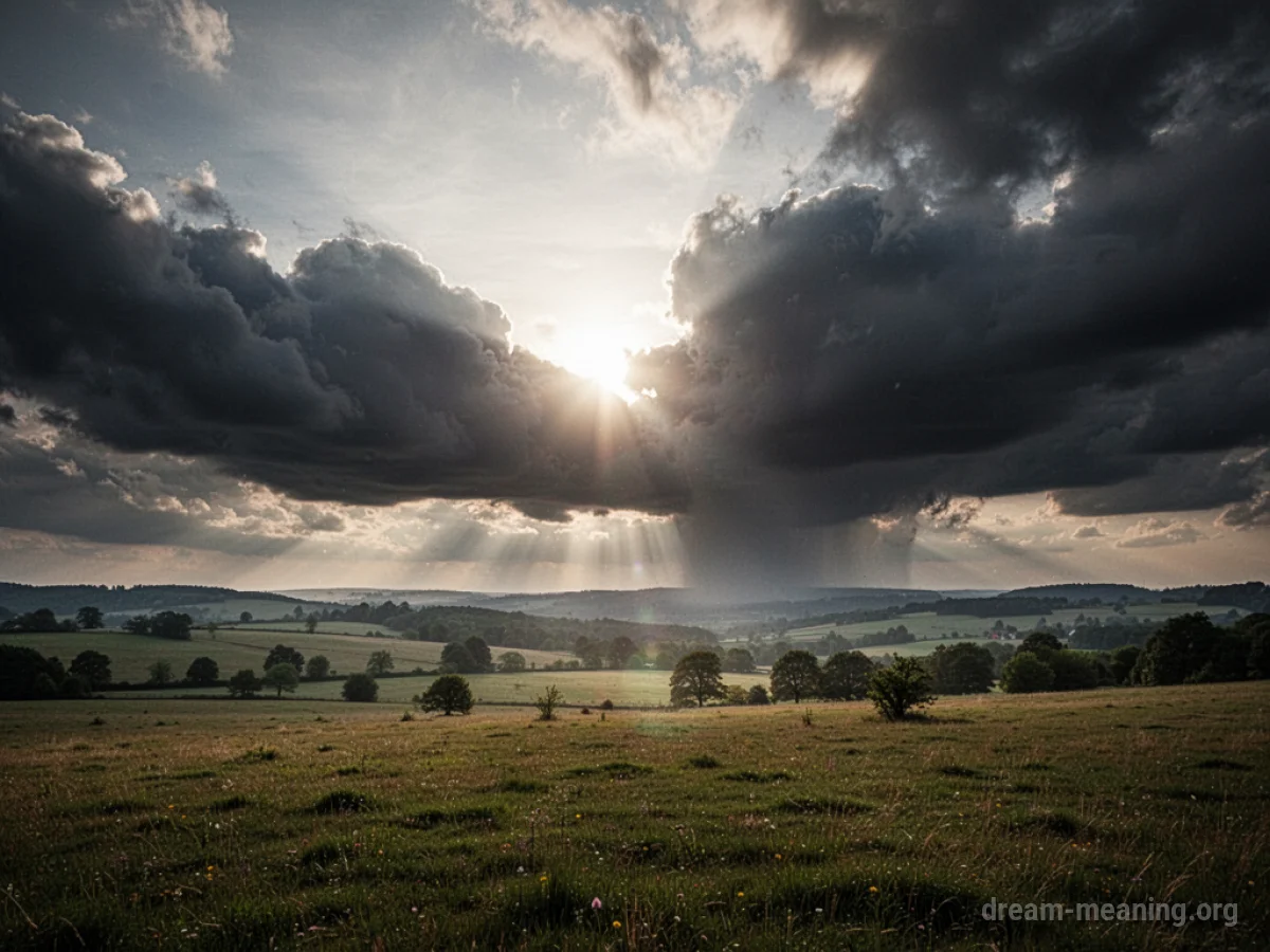 A bright sky gradually being covered by large, dark clouds.