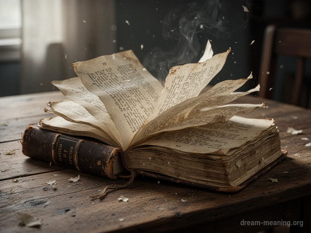 An open diary on a table with pages blowing.