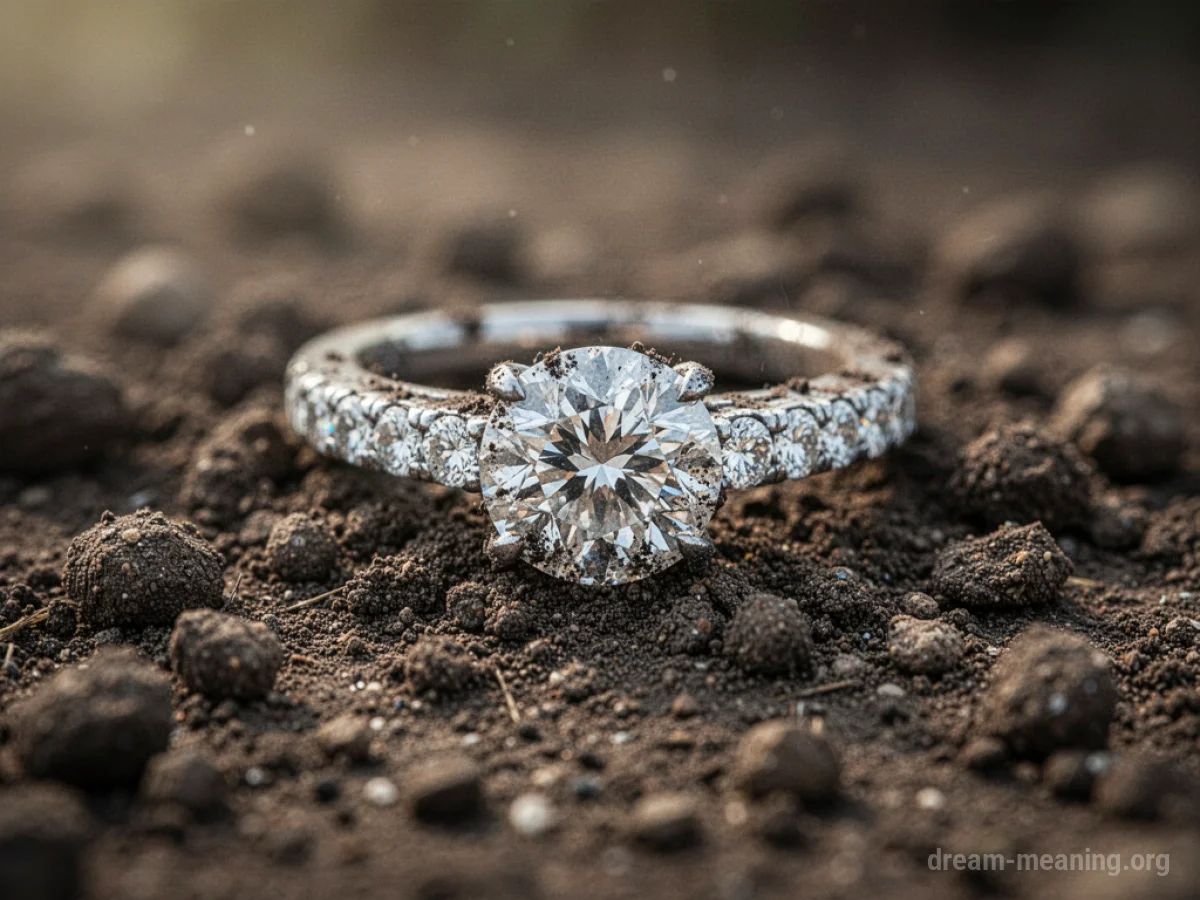 A diamond ring covered in smudges and dirt.