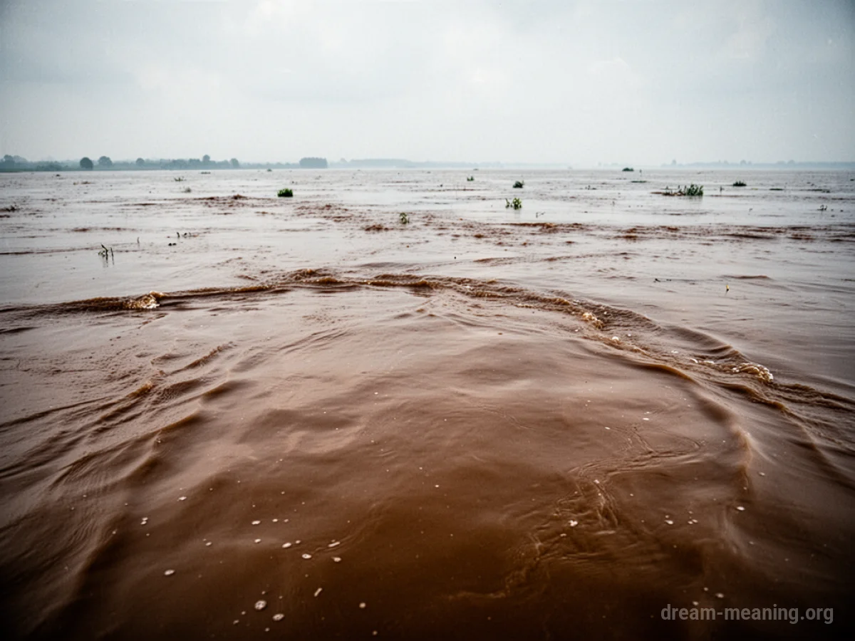 Vast expanse of murky brown water under a dull sky.