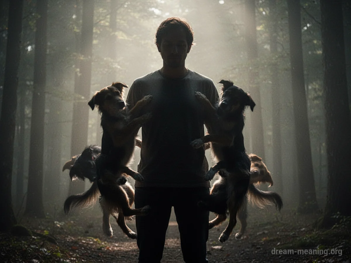 Shadowy figures attached to the limbs of a silhouette.