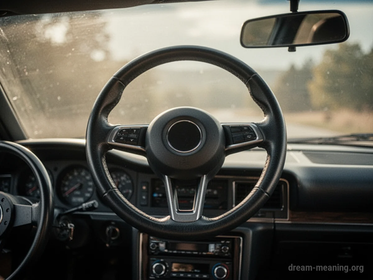 An empty car interior with no one in the driver's seat.