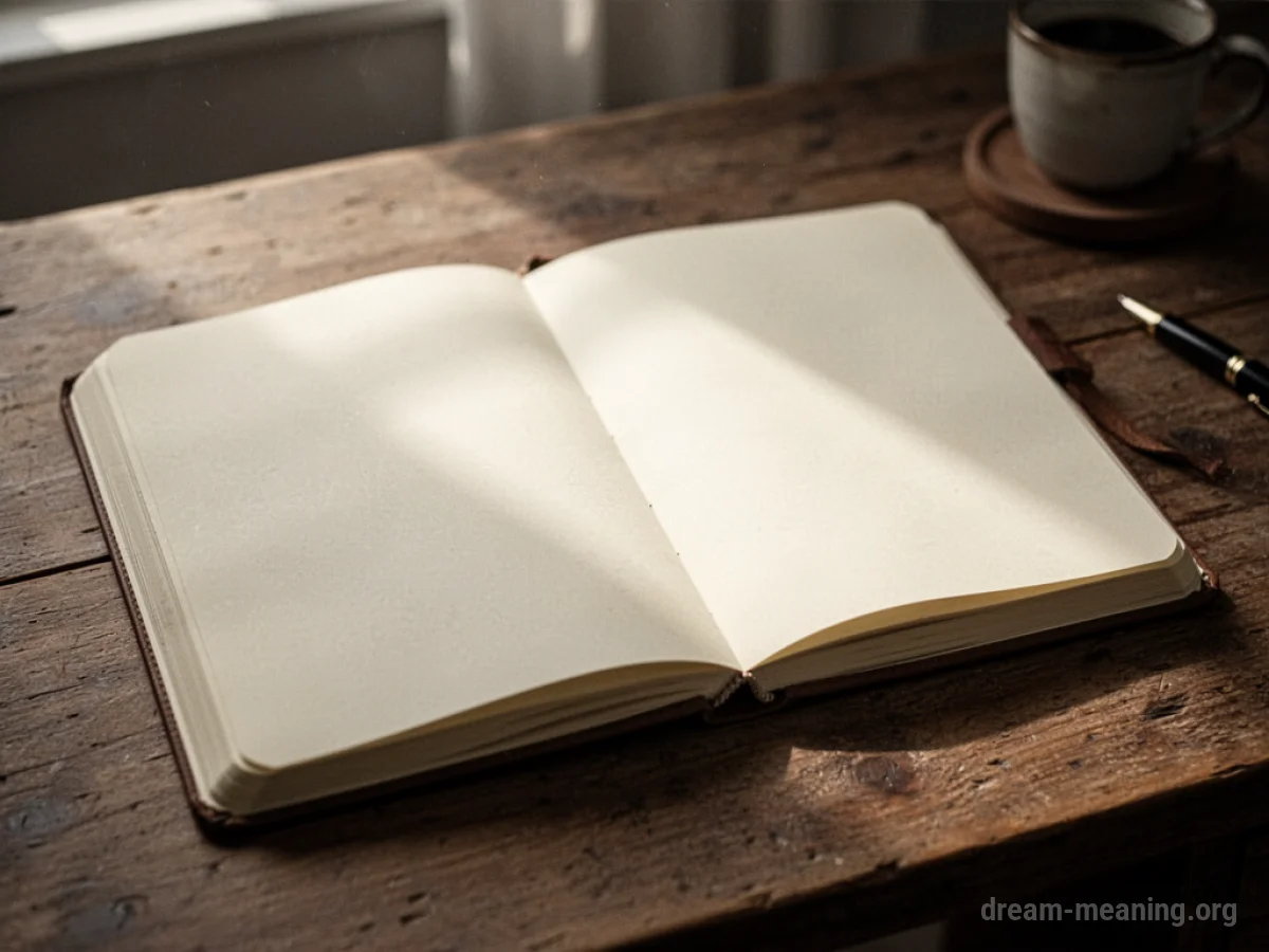 An open diary with blank pages.