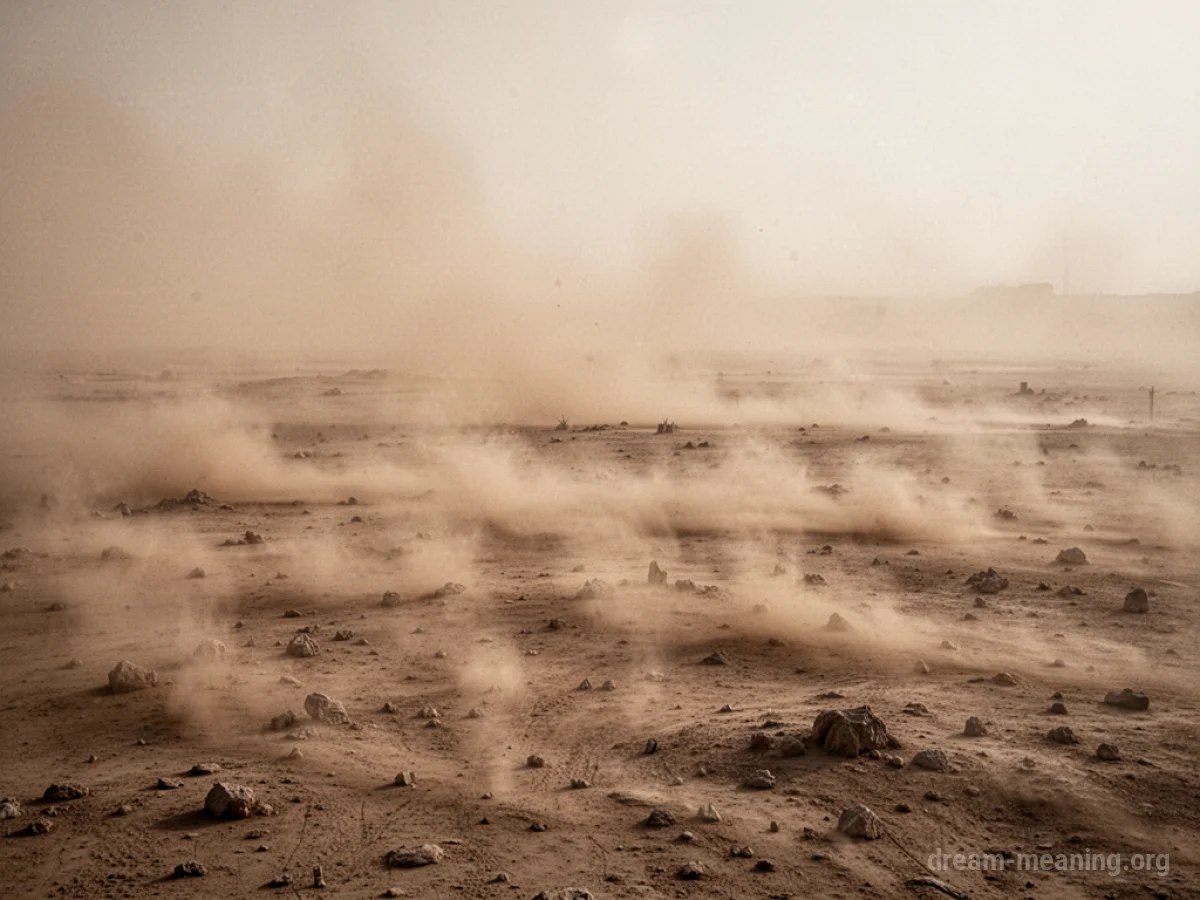 A landscape covered in a thick layer of dust.