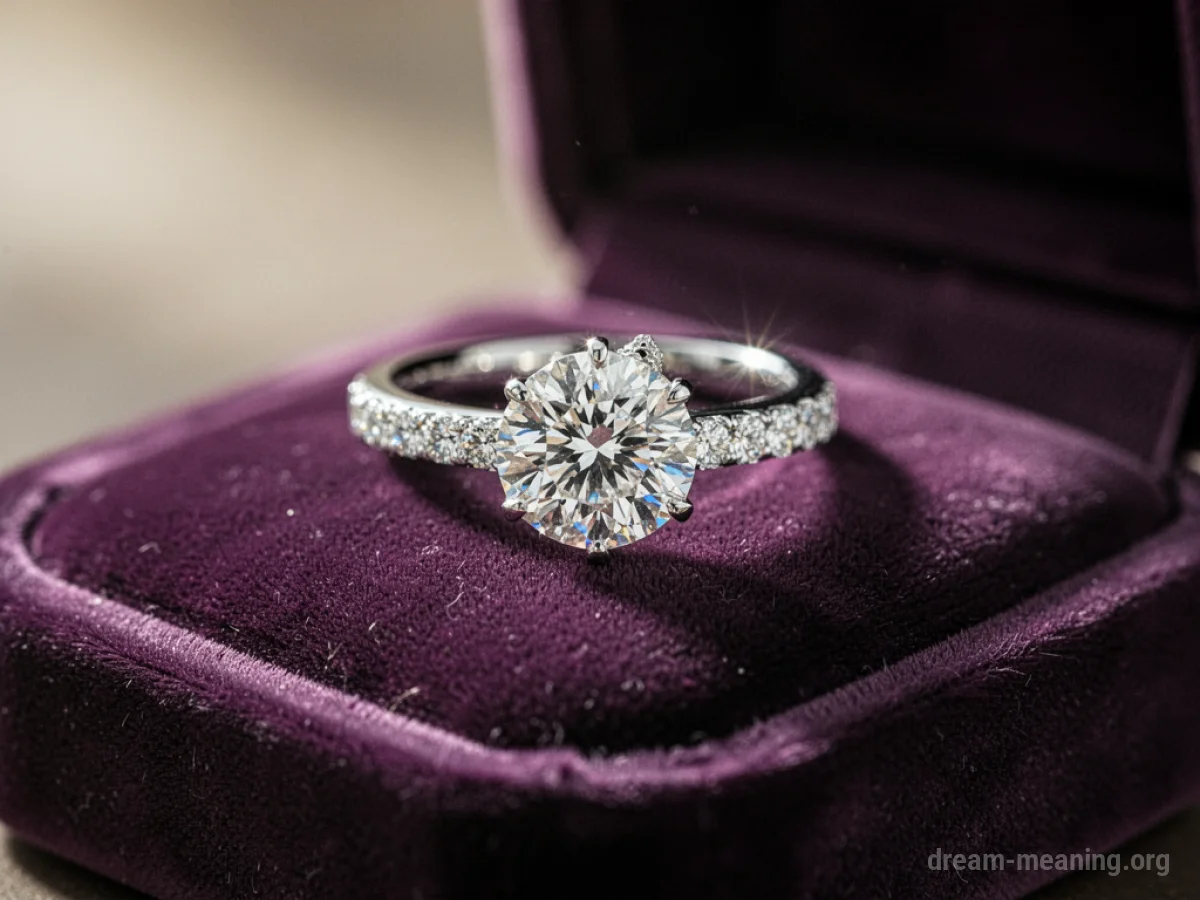 A close-up view of a diamond ring with a noticeable flaw.