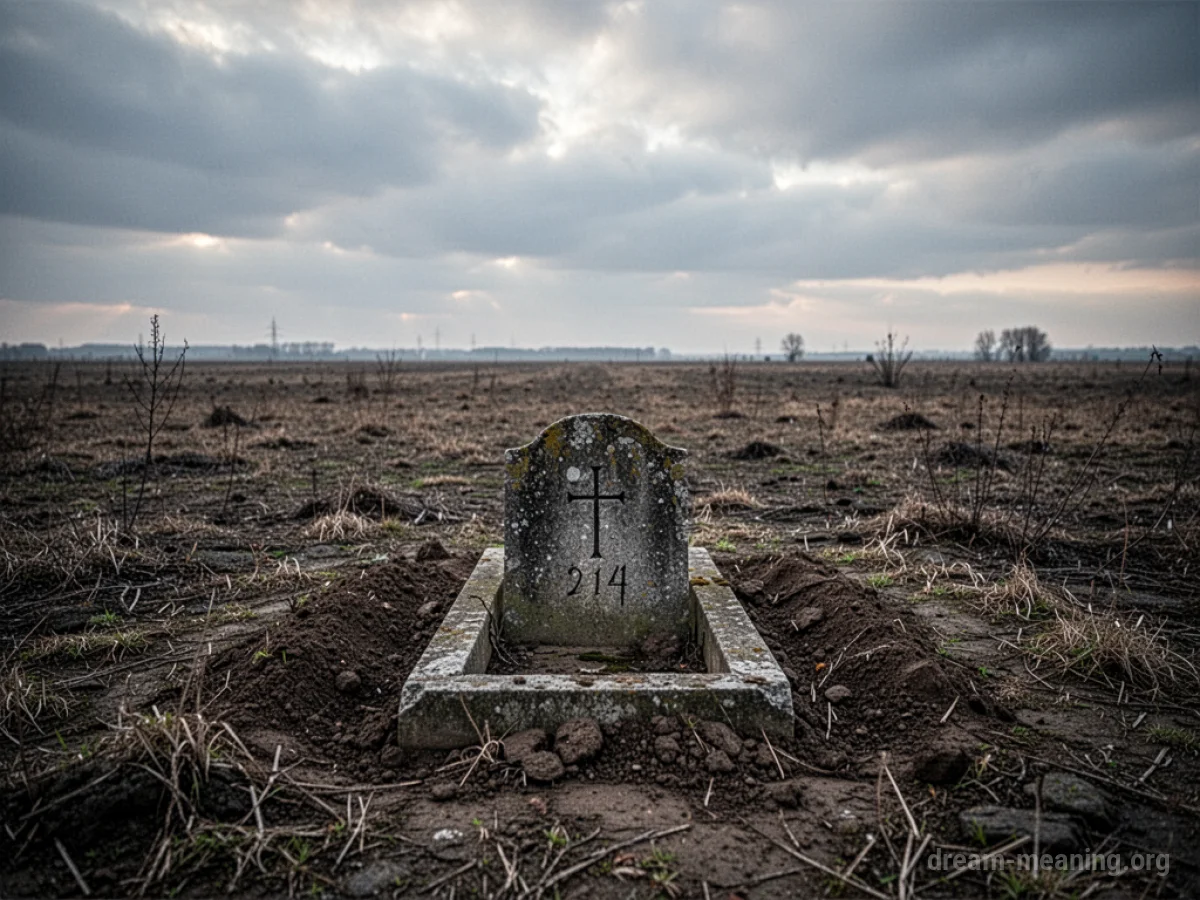 A mound of earth in a field under a gray sky.