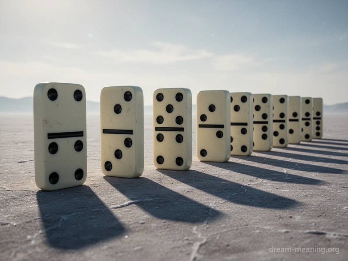Several extremely large dominoes standing in a line.