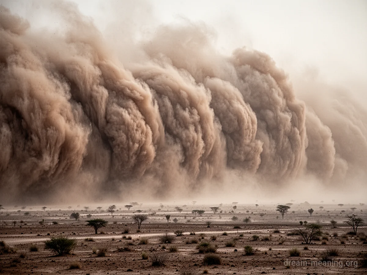 A vast wall of churning dust and dirt stretching across the horizon.