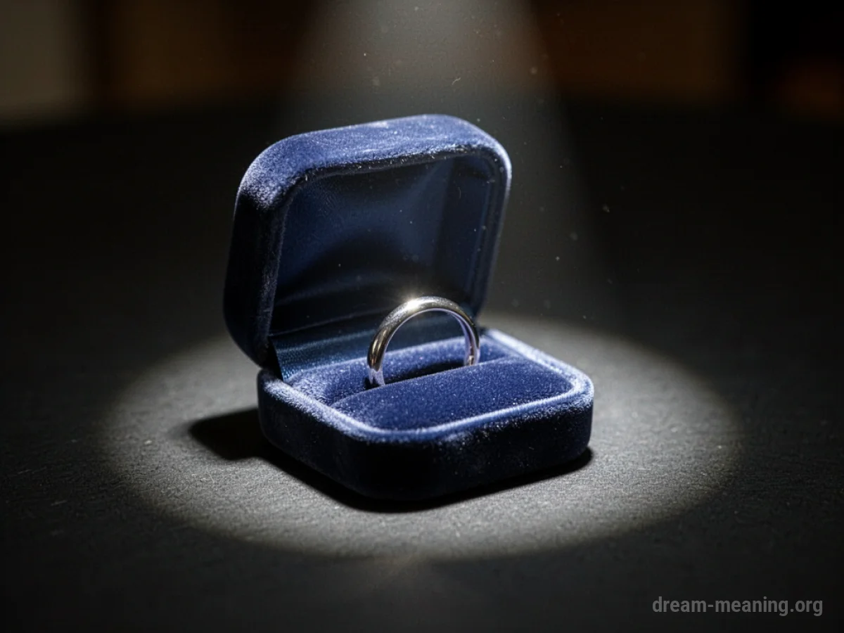 An empty, open velvet ring box.