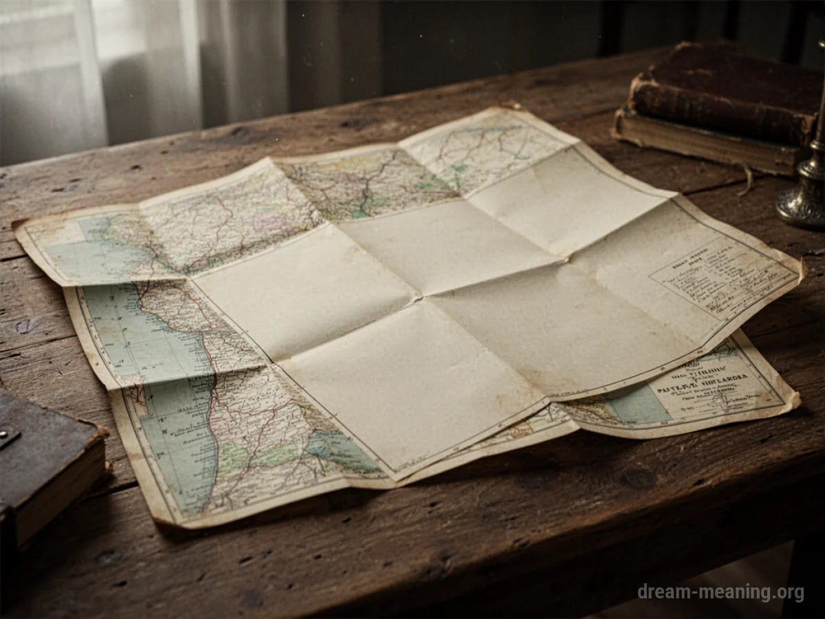 An empty map with no markings spread out on a table.