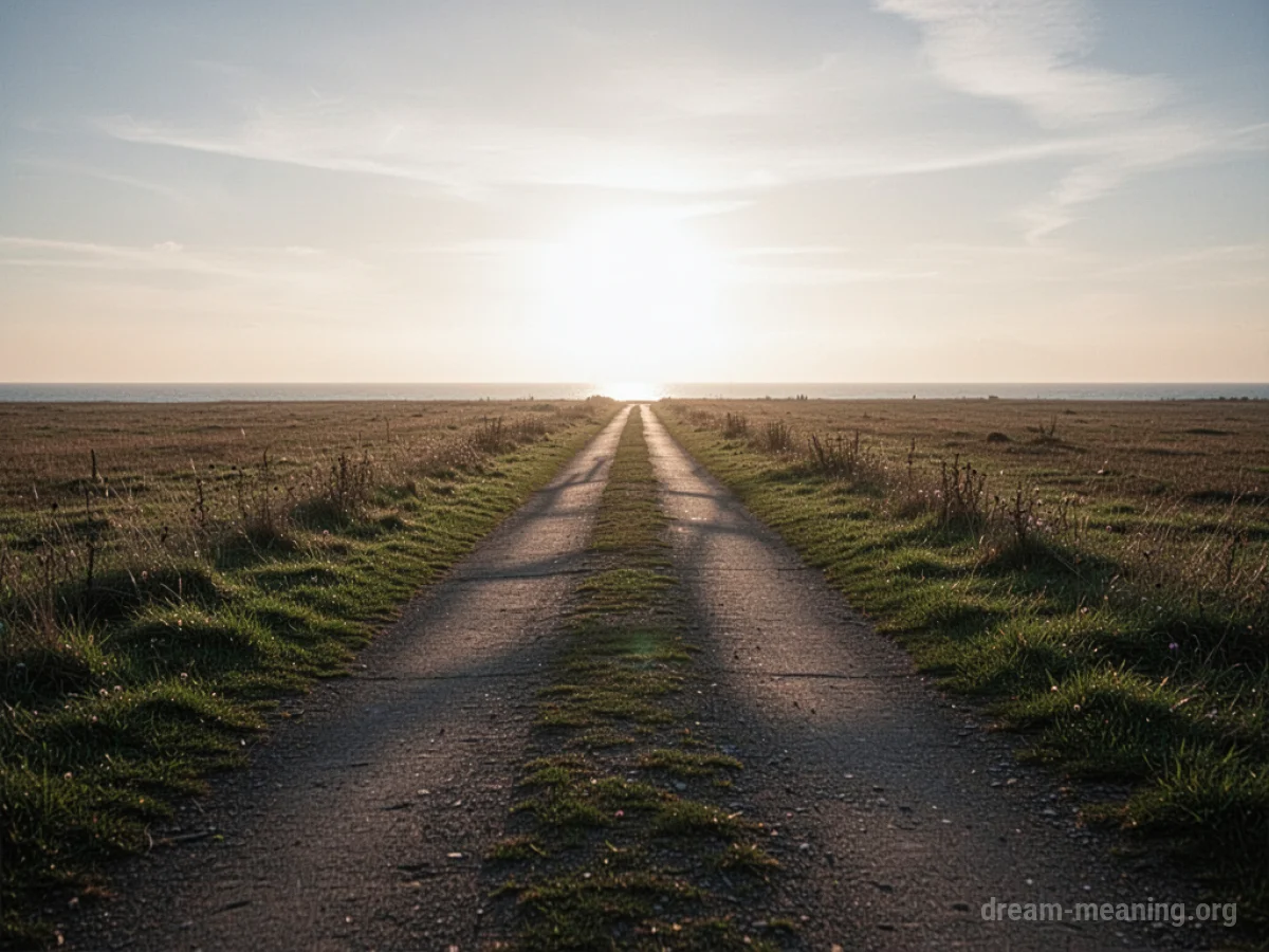 A path extending towards a bright horizon.