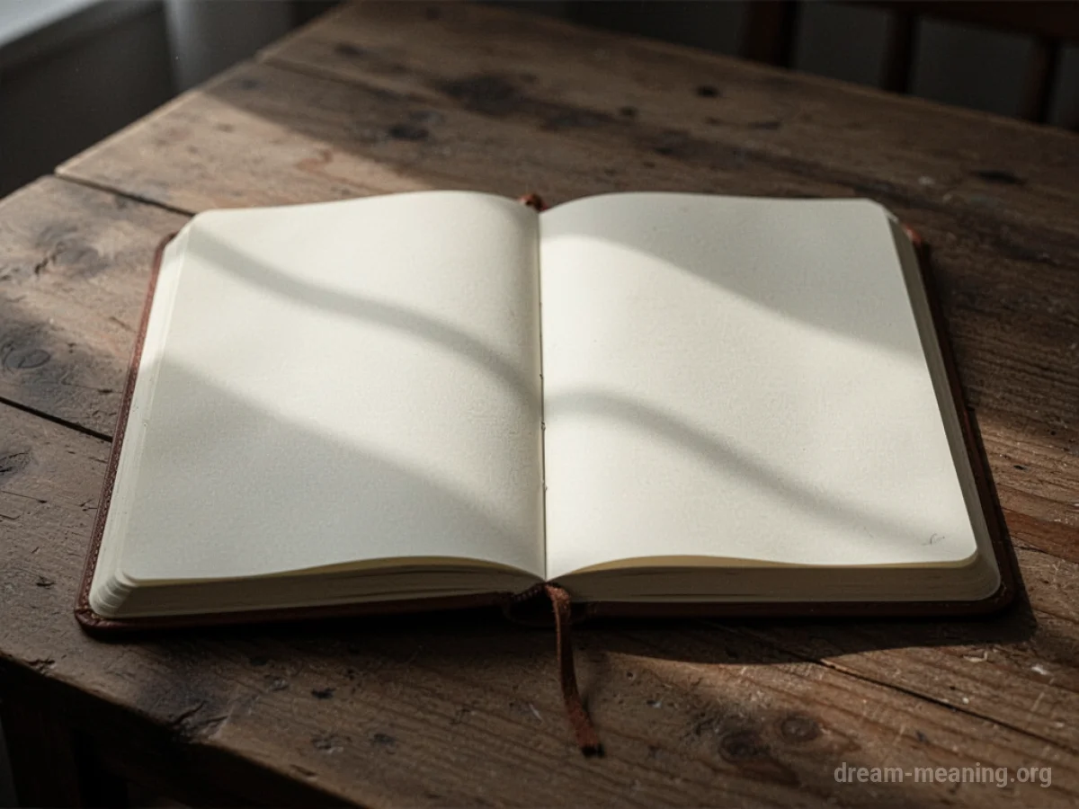 An open, empty diary on a table.