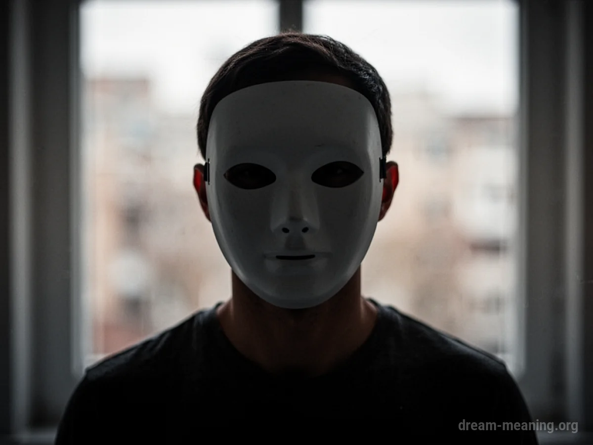 Silhouette of a person wearing a blank mask.
