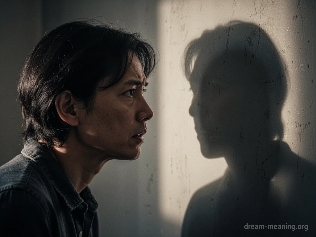 A silhouette of a person trying to see the face of another shadowy figure.