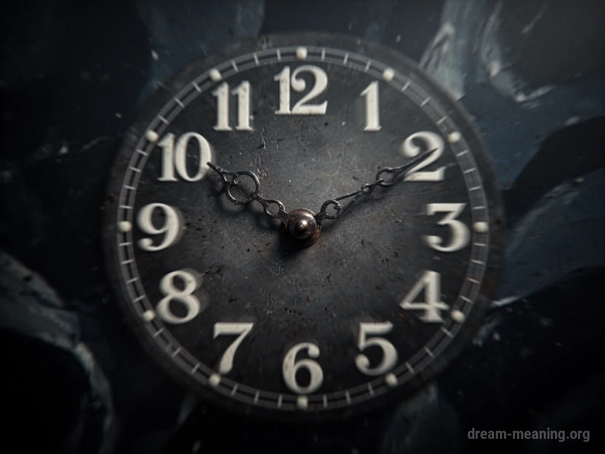 A clock face with blurred numbers.