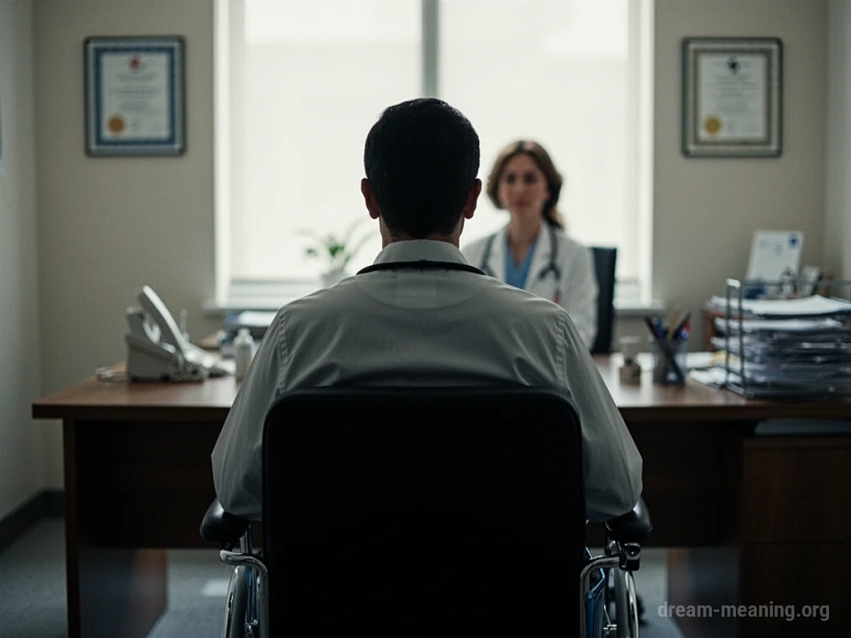 Silhouette of a patient in a doctor's office.