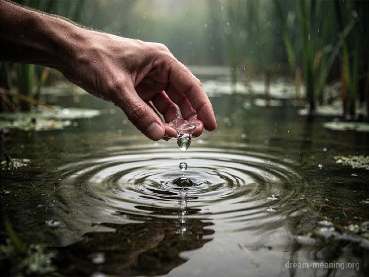 A hand reaching into dark, cloudy water.