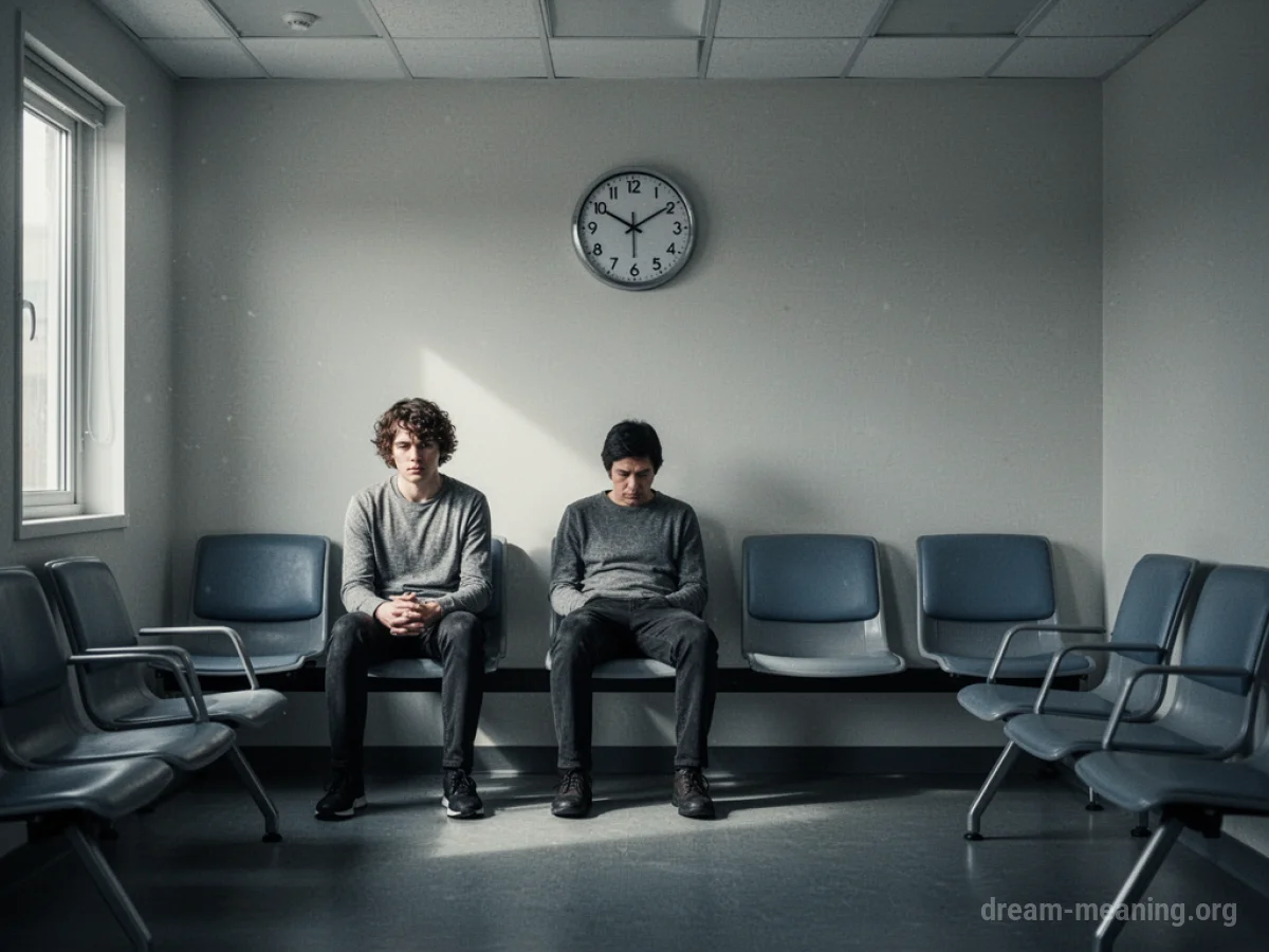 A person sits alone in a sterile doctor's office waiting room.