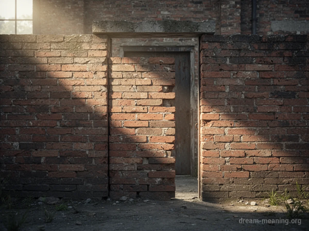 A brick wall completely obstructing a doorway.