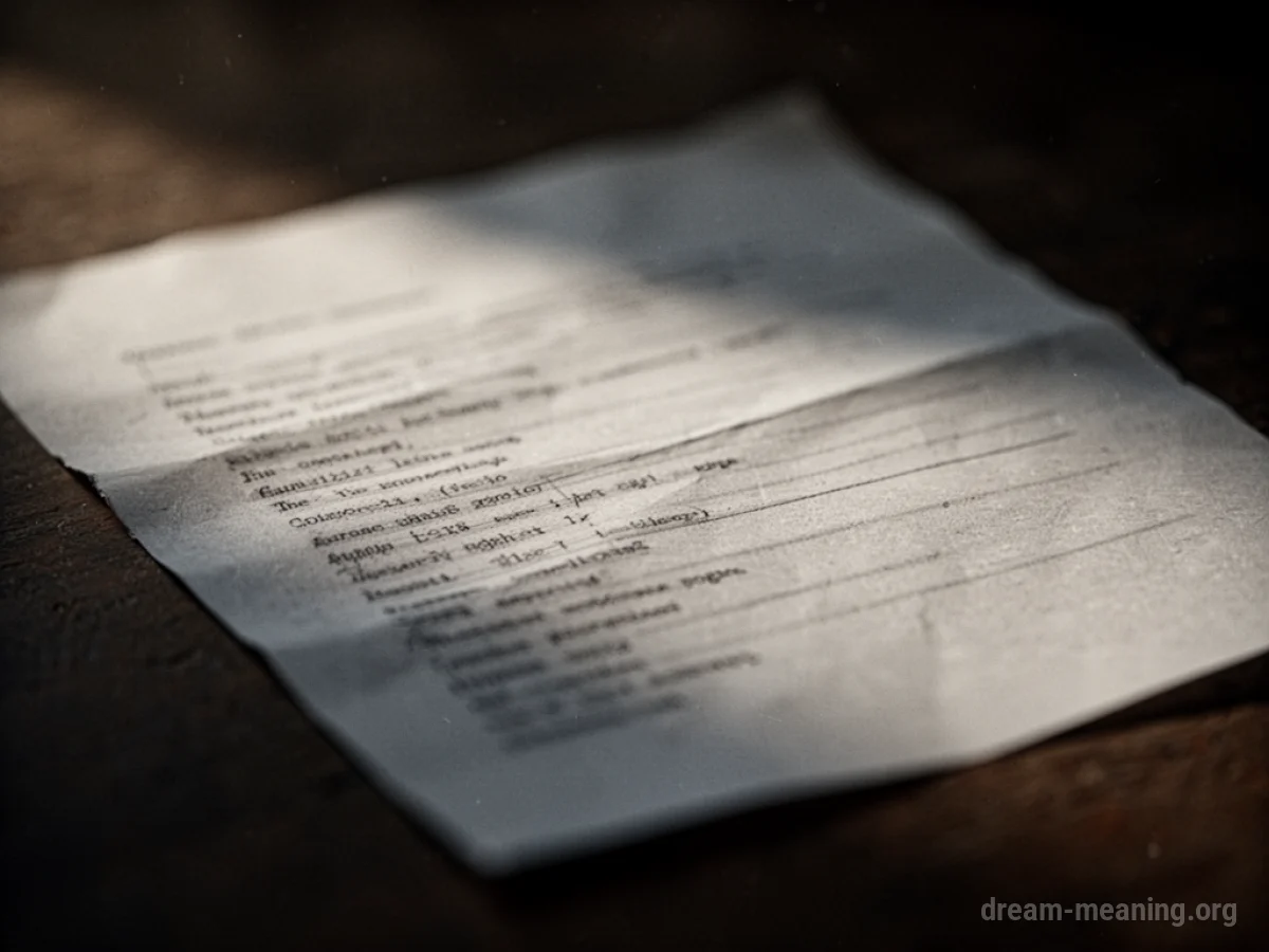A close-up of a document with illegible text.