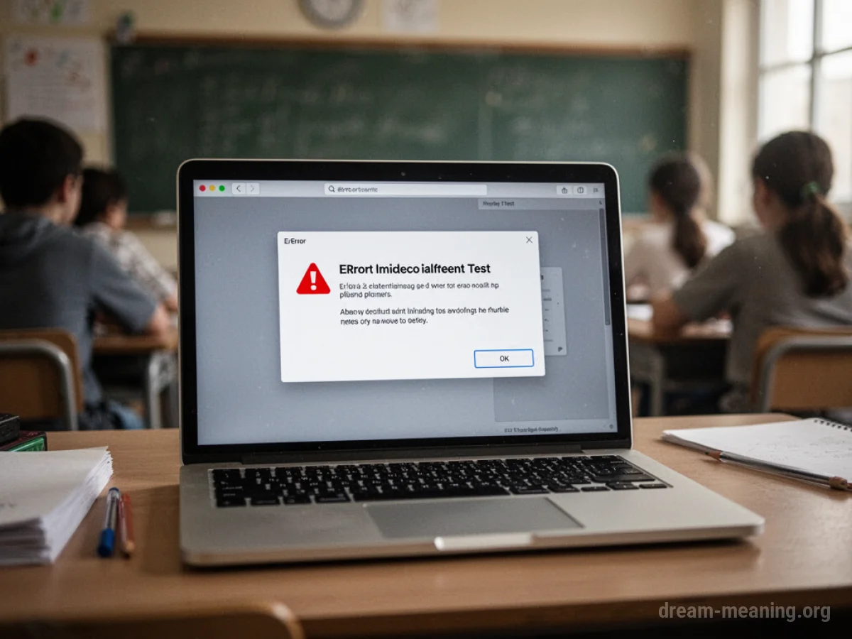 A laptop screen showing a critical error message in a test setting.