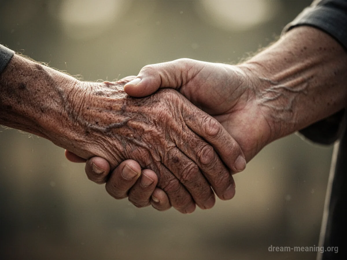 Close-up of two hands clasped together, one hand appearing older.