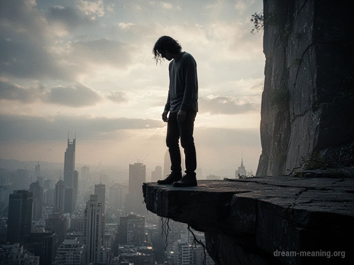 Silhouette of a person on a dangerous ledge.