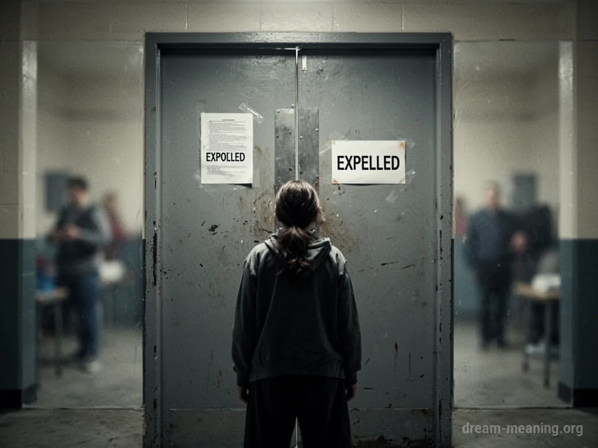 A person standing in front of a closed institutional door.