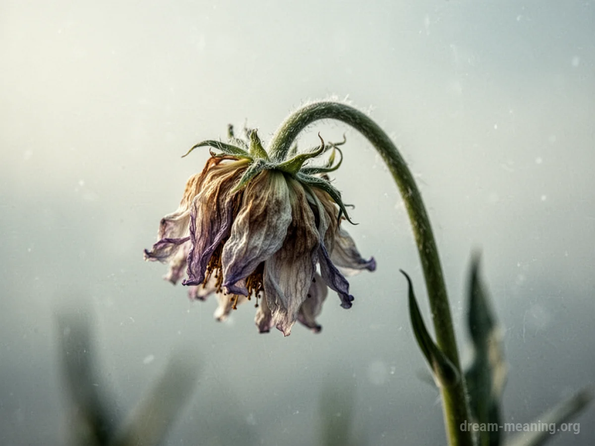 A single wilting flower with a bent stem.