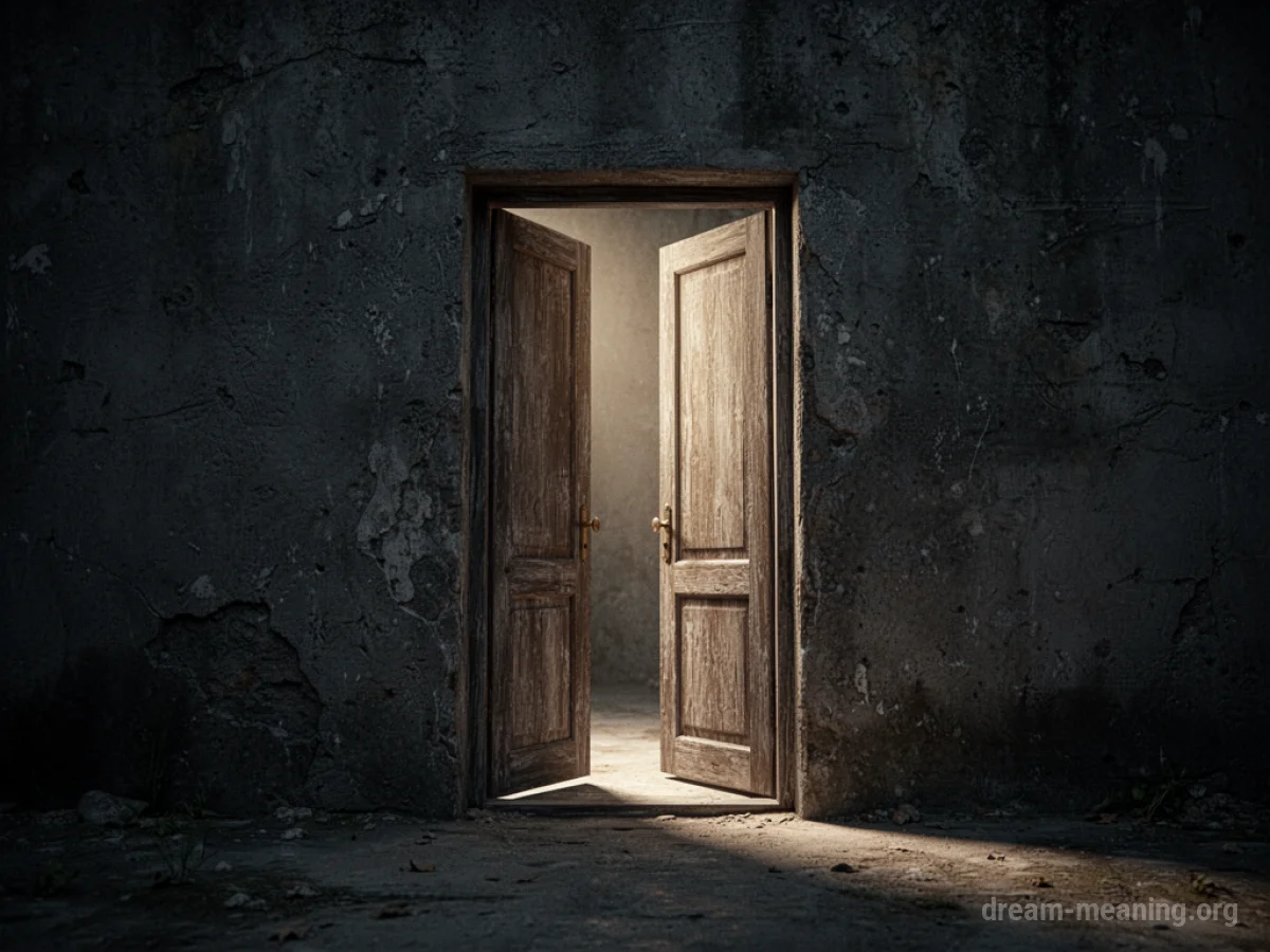 An open doorway in a dark wall.