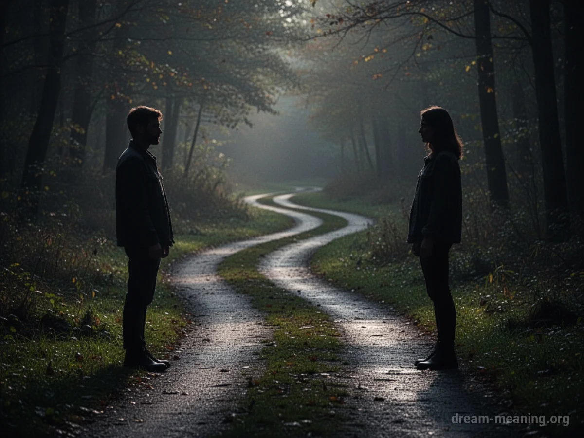 Two silhouetted figures on a path.