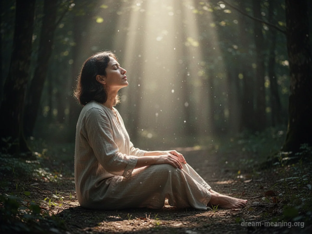 A person bathed in soft, golden light.