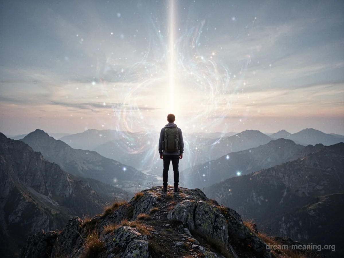 A person silhouetted against a sunrise on a mountaintop.