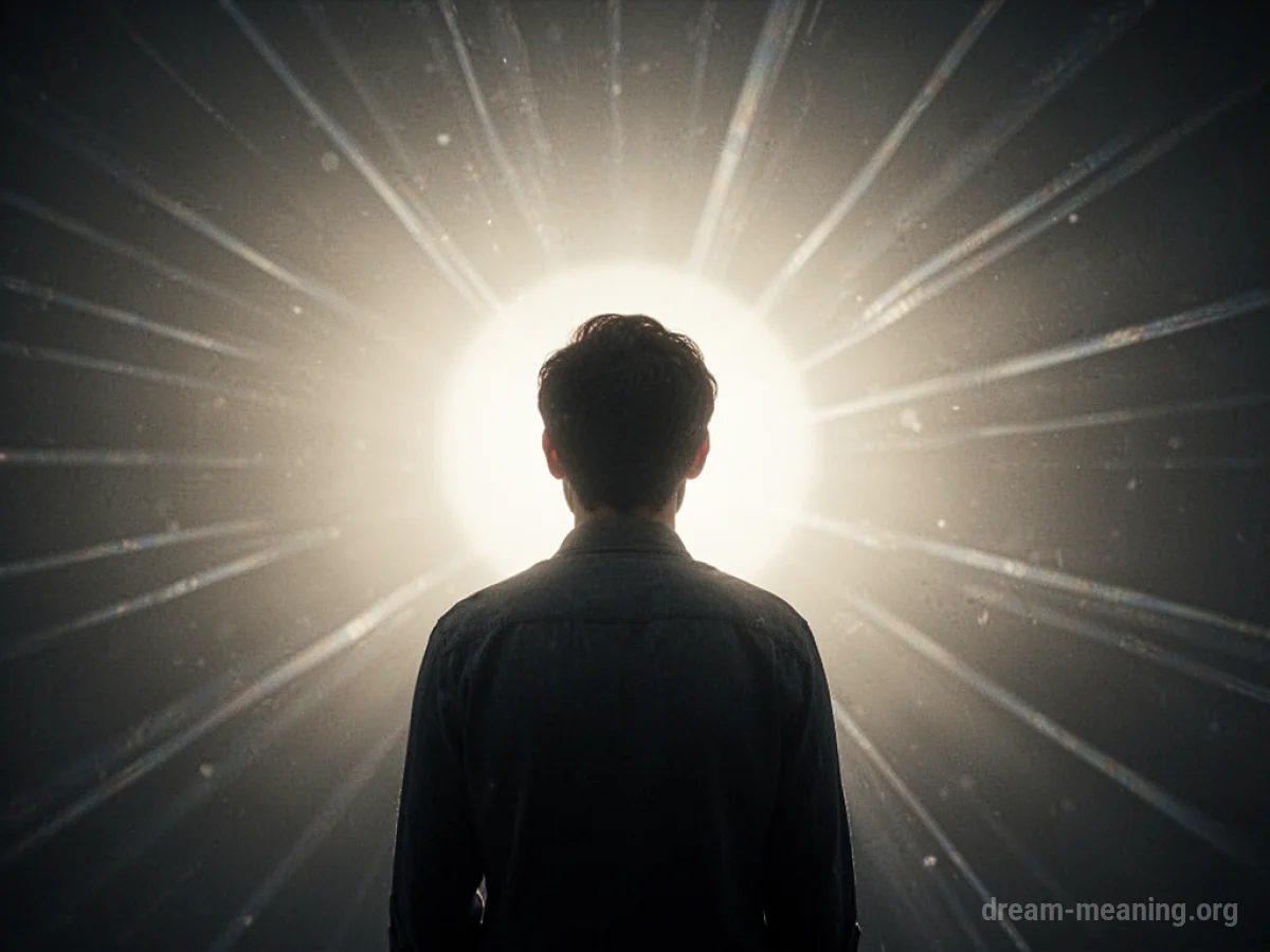 Silhouette of a person with light radiating from their form.