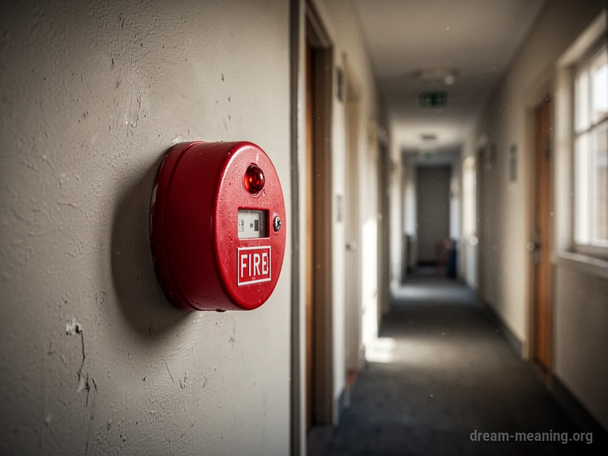 A red fire alarm mounted on a wall.