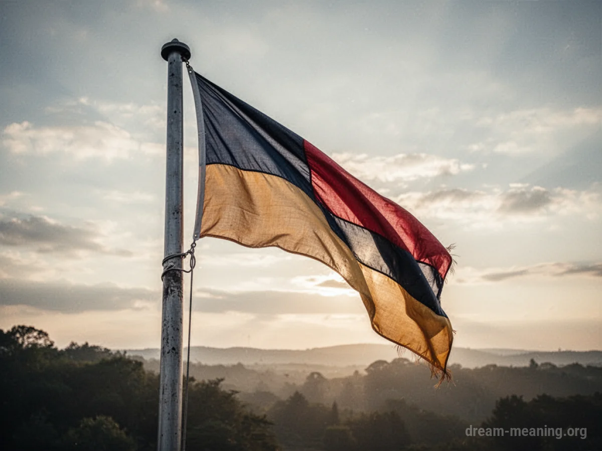 A metal flagpole that is curved and leaning.