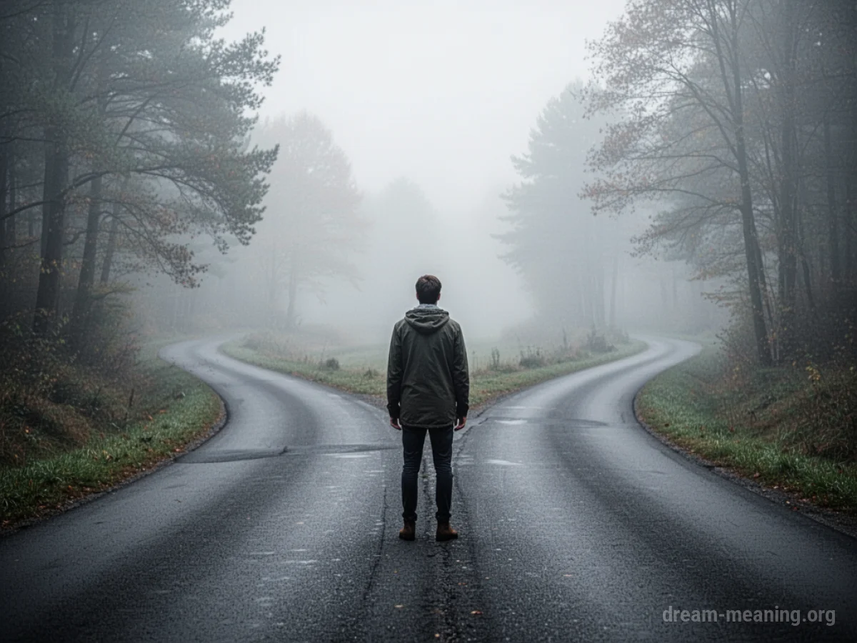 A person stands at a crossroads, contemplating two different paths stretching into the distance.
