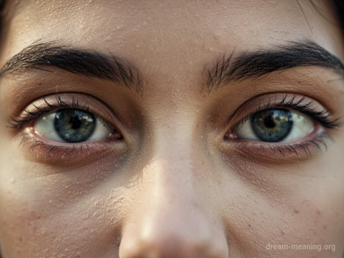 Close-up of a person's eyes with blurred vision.